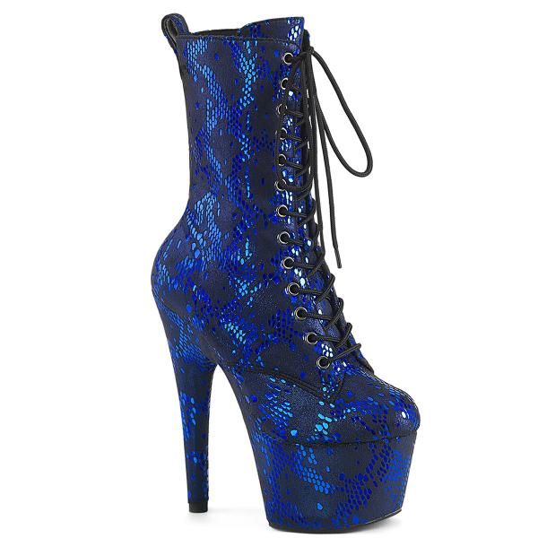 Sale ADORE-1040SPF Pleaser hgih heels ankle boot blue metallic snake print fabric 35