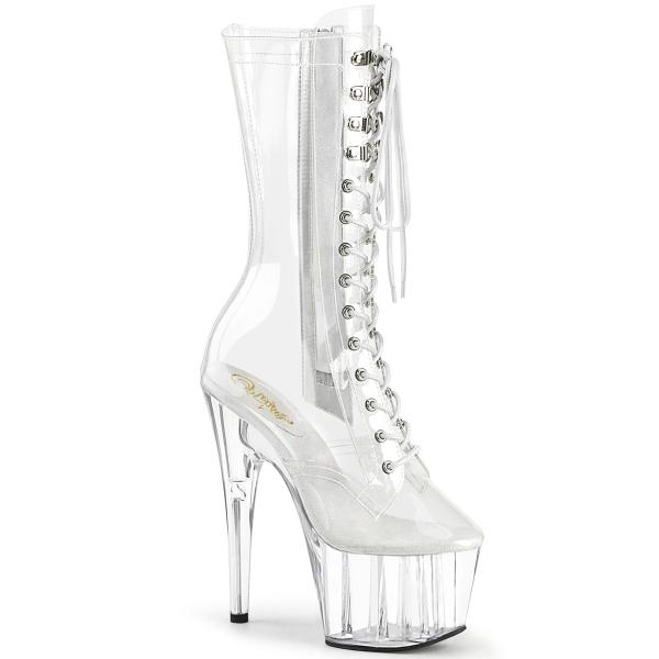 Sale ADORE-1050C Pleaser transparent high heels platform mid calf boot clear 39