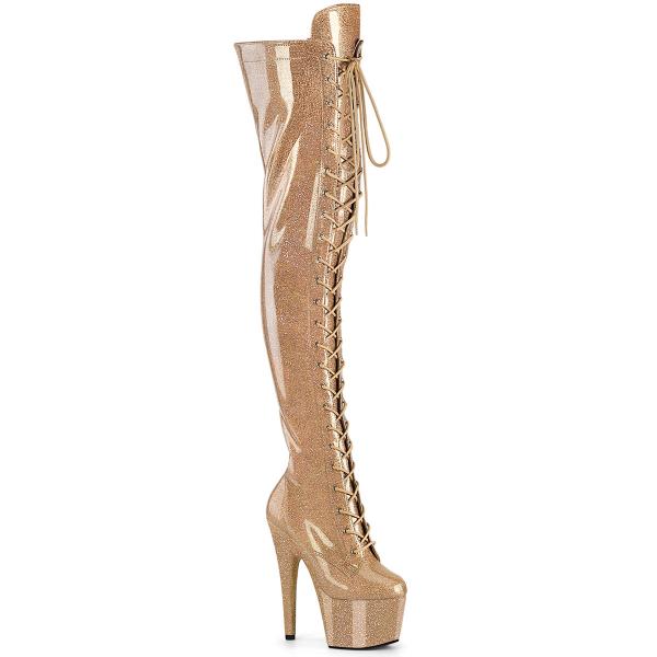 ADORE-3020GP Pleaser high heels platform thigh high boot gold glitter patent