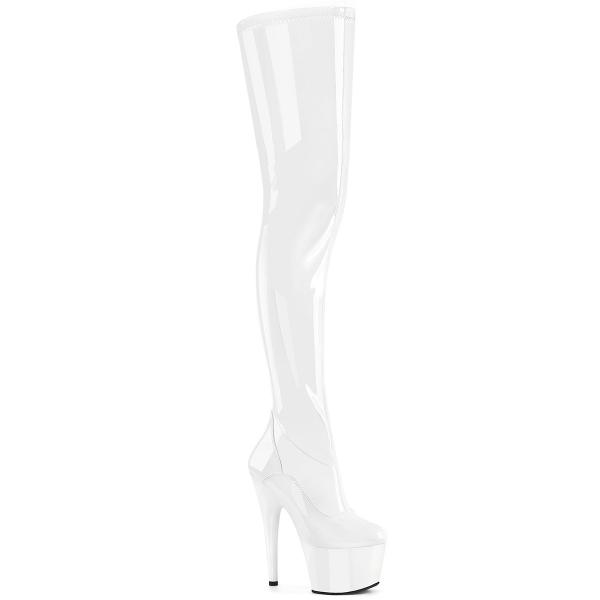 Sale ADORE-4000 Pleaser vegan platform stretch crotch booth white stretch patent 44