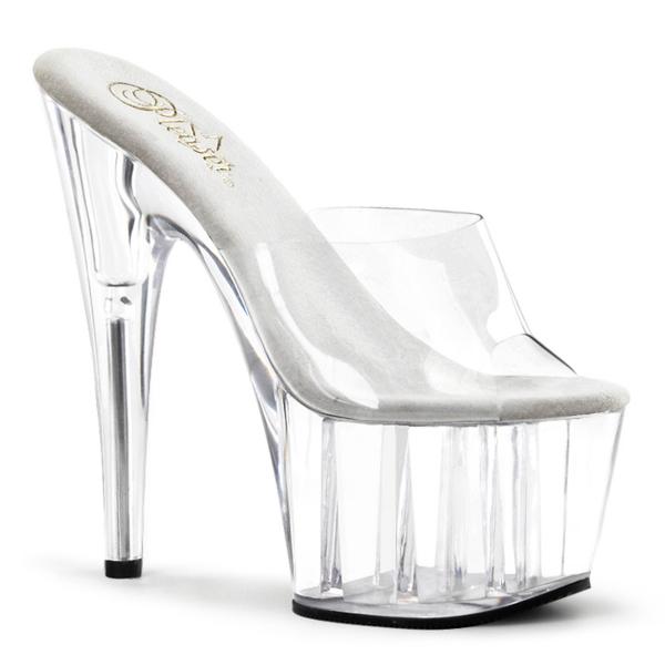 Sale ADORE-701 Pleaser High-Heels Plateaupantoletten transparent durchsichtig 36