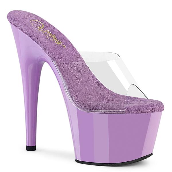 ADORE-701 Pleaser vegane Damen High-Heel Plateaupantoletten klar lavendel günstig