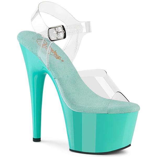 ADORE-708 Pleaser vegan sexy Damen High-Heels Damen Plateausandaletten klar aqua