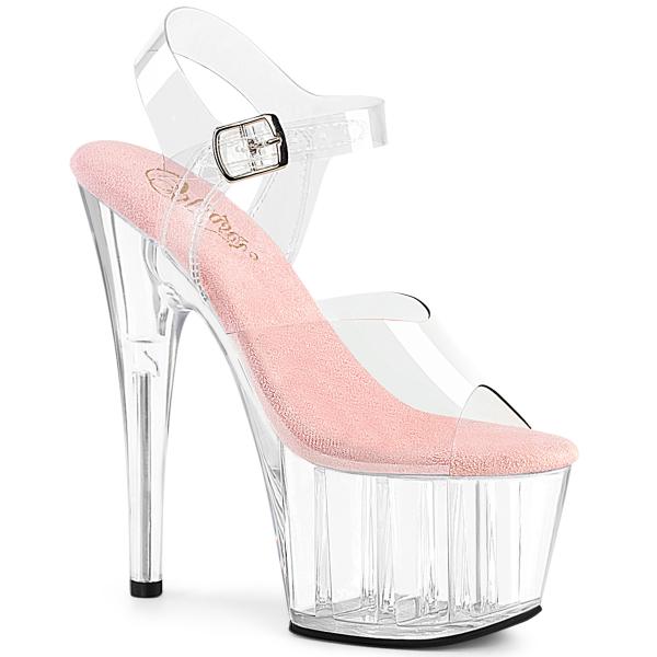 ADORE-708 Pleaser high heels platform ankle straps sandal clear baby pink