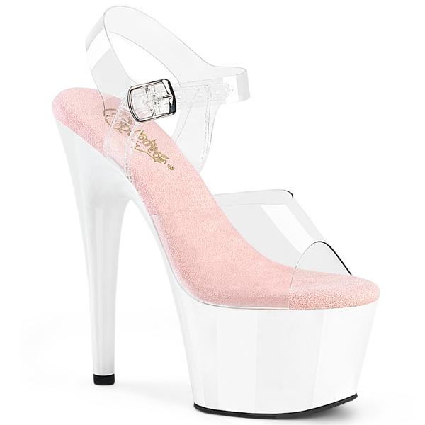 ADORE-708  Pleaser high heels platform ankle straps sandal clear baby pink white