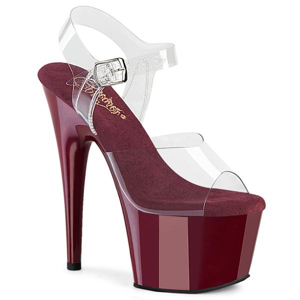 ADORE-708 Pleaser sexy Damen High-Heels Damen Riemen Plateausandaletten klar burgund