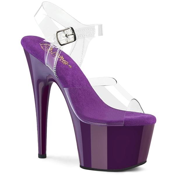 ADORE-708 Pleaser high heels platform ankle straps sandal clear pruple