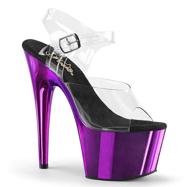 ADORE-708 Pleaser High-Heels Plateausandaletten transparent lila Chrom