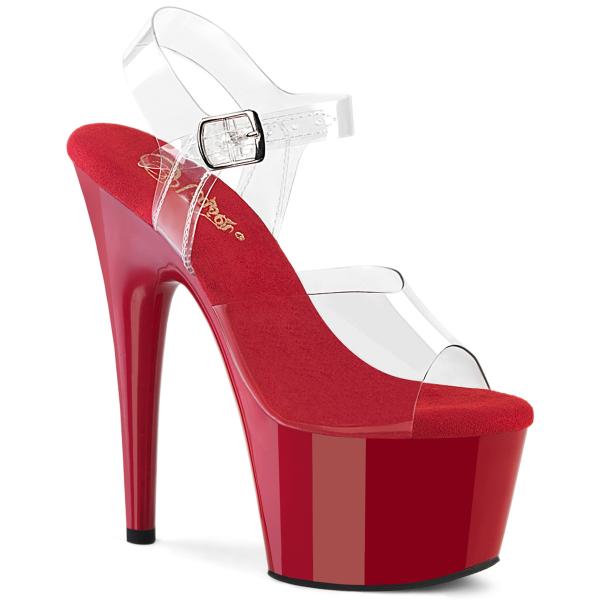 ADORE-708 Pleaser vegane sexy Damen High-Heels Damen Plateausandaletten klar rot