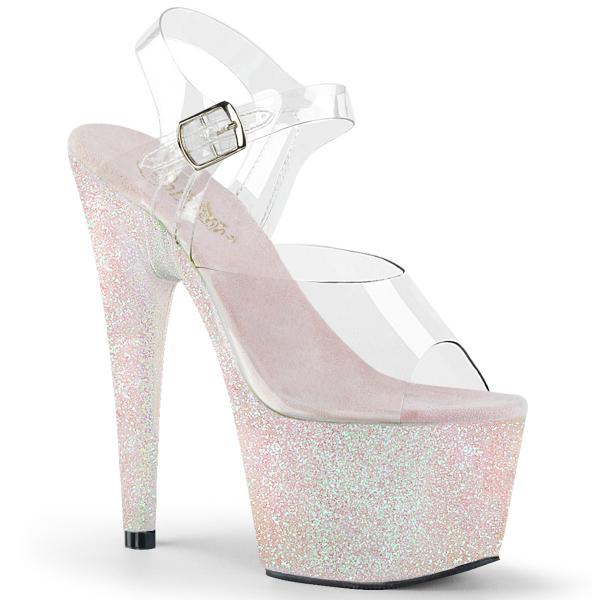 ADORE-708HMG Pleaser High-Heels Plateausandaletten opal holografischer Miniglitter