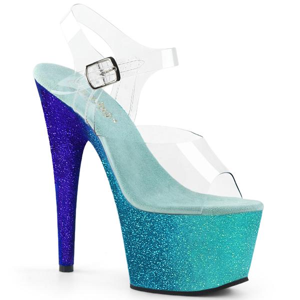 ADORE-708OMBRE Pleaser High-Heels Sandaletten clear aqua blau glitter