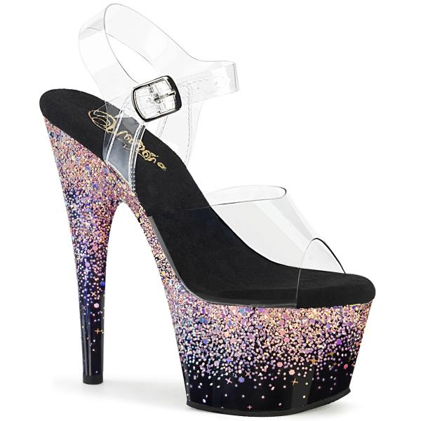 ADORE-708SS vegane Pleaser Damen High Heels Plateausandaletten dusty blush Multi Glitter