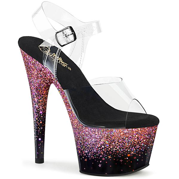 ADORE-708SS vegane Pleaser Damen High Heels Plateausandaletten pink Multi Glitter