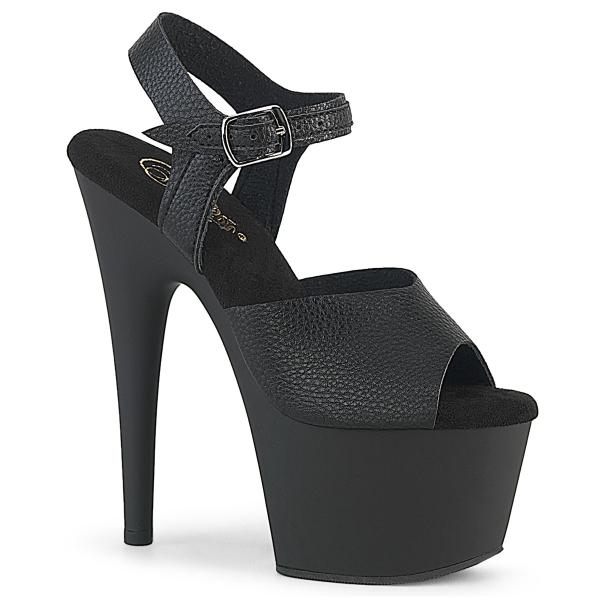 ADORE-708UL Pleaser high heels platform ankle strap sandal textured black matte