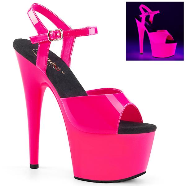 Sale ADORE-709UV Pleaser high heels platform ankle strap sandal neon hot pink uv 39