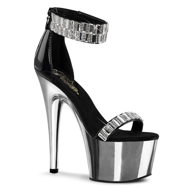 Sale ADORE-769RS Pleaser High-Heels Sandaletten Chromplateau Strass Spiegelkacheln 36