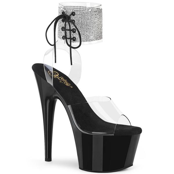 ADORE-791-2RS Pleaser vegane Damen High Heels Sandaletten Strass klar schwarz