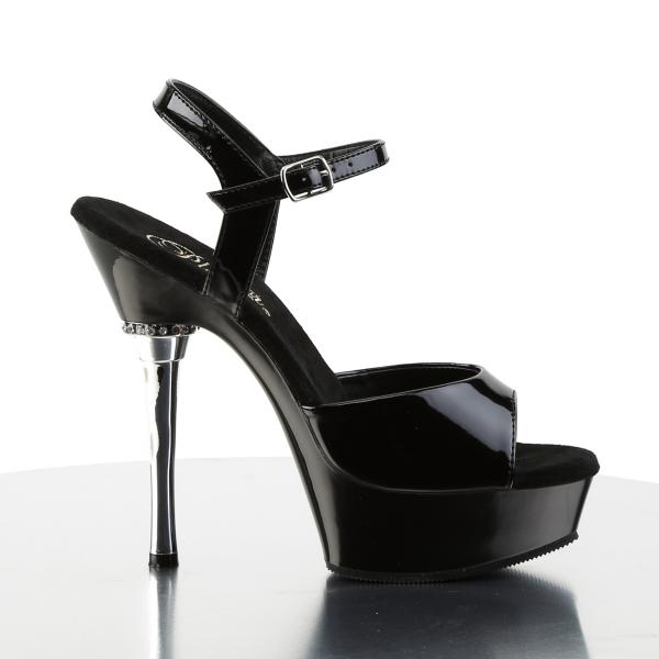 Sale ALLURE-609 Pleaser Damen High Heels Plateausandaletten Strass schwarz Lack 40