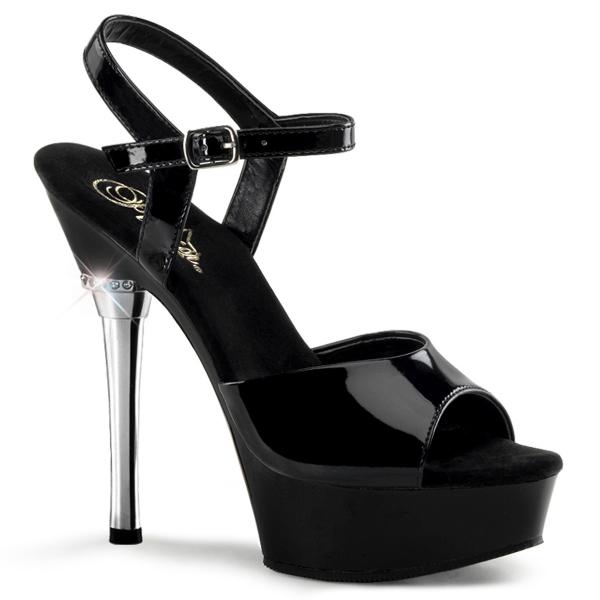 Sale ALLURE-609 Pleaser Damen High Heels Plateausandaletten Strass schwarz Lack 40