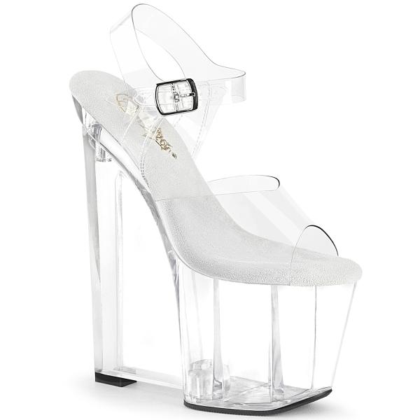 AMAZE-808 Pleaser transparente Damen High Heels Riemchen Keilplateau Sandaletten