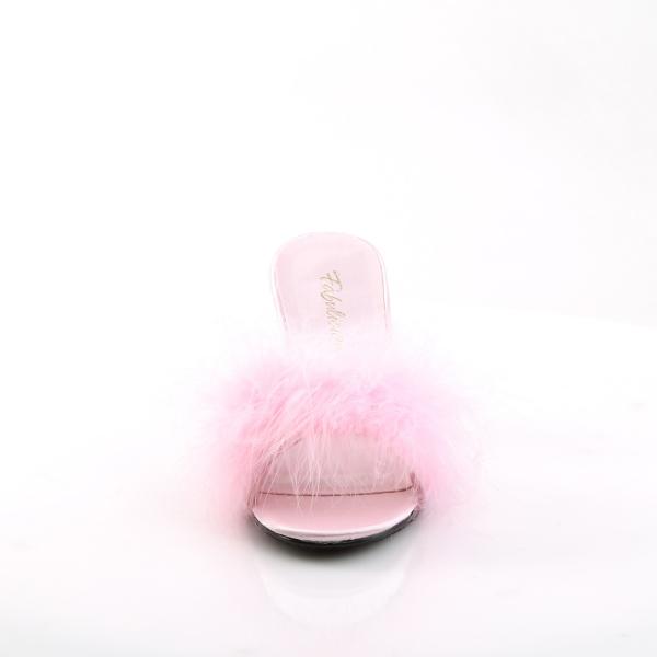 Sale AMOUR-03 Fabulicious ladies slipper babypink matte marabour fur 43