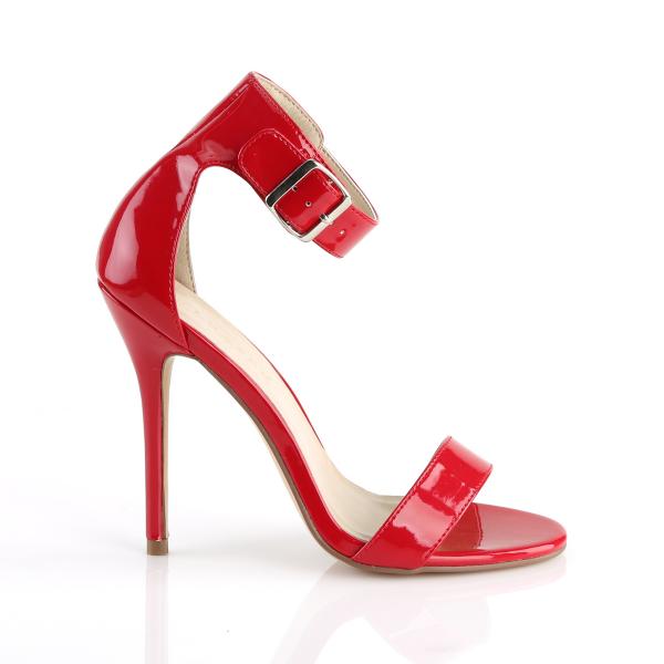 Sale AMUSE-10 Pleaser high heels closed back ankle strap sandal red patent 38