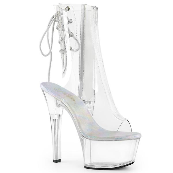 ASPIRE-1018C Pleaser High Heels Peep Toe Plateau Stiefelette transparent