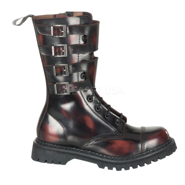 Sale ATTACK-10 DemoniaCult Damen 10-Loch Stiefel Boots schwarz-burgund Echtleder 39