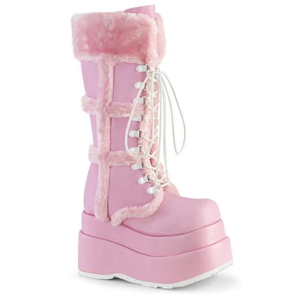 BEAR-202 DemoniaCult tiered platform mid-calf boot babypink matte