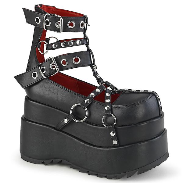 BEAR-28 DemoniaCult vegan platform cage bootie o-rings studding details black matte