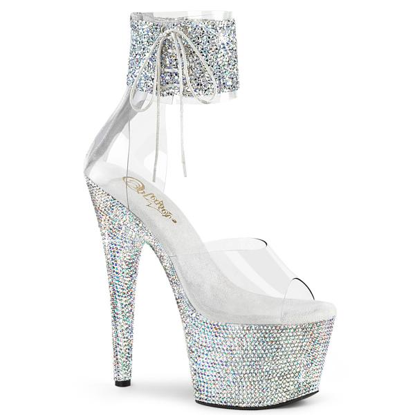 BEJEWELED-724RS-02 Pleaser Damen High Heels Plateausandaletten silber Strass Manschette klar