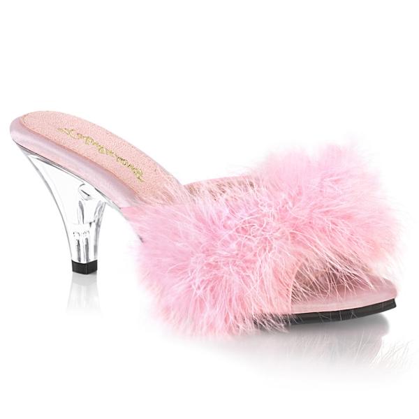 Sale BELLE-301F Fabulicious Damen Pantoletten babypink Marabu Federflausch 35