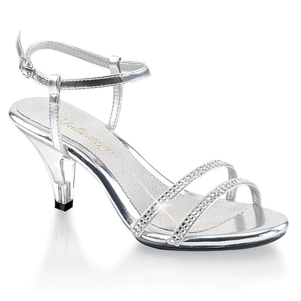 BELLE-316 Fabulicious Damen Slingback Sandaletten silber Metallic mit Strass