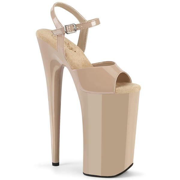 BEYOND-009 Pleaser sexy high heels platform ankle boot nude patent