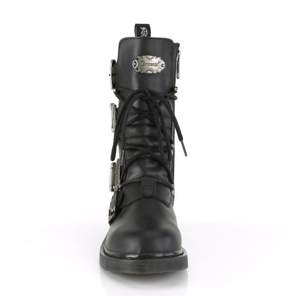 Sale BOLT-265 vegane DemoniaCult Kampf Schnürstiefel schwarz Lederoptik 4 Schnallen 38