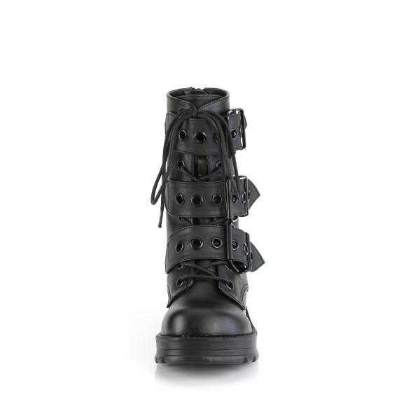 Sale BRATTY-118 DemoniaCult vegan ankle boot buckle straps black matte 39