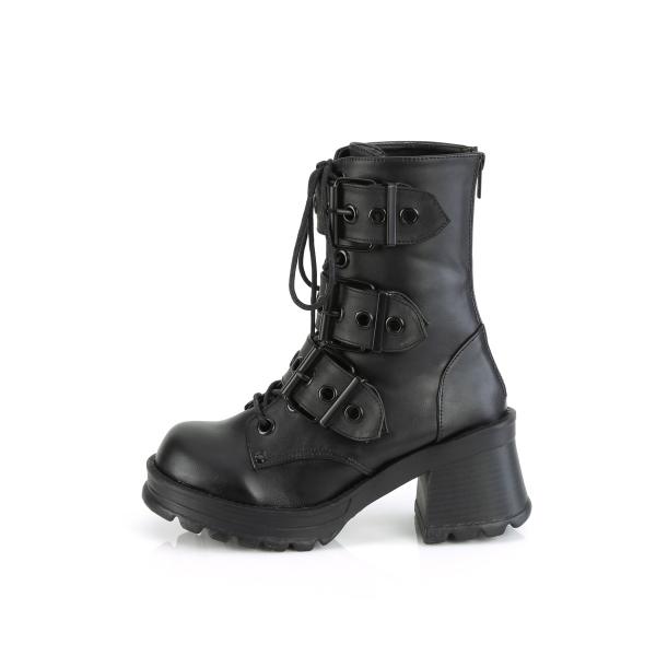 Sale BRATTY-118 DemoniaCult vegan ankle boot buckle straps black matte 39