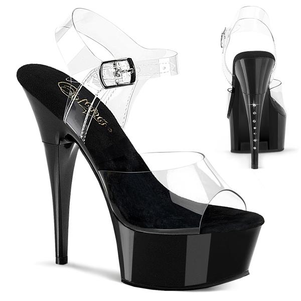 CAPTIVA-608 Pleaser edle Damen High Heels Plateausandaletten Strass klar schwarz