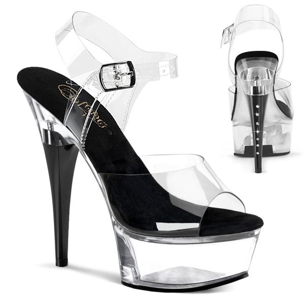 CAPTIVA-608 Pleaser ladies platform slide sandal clear black rhinestone