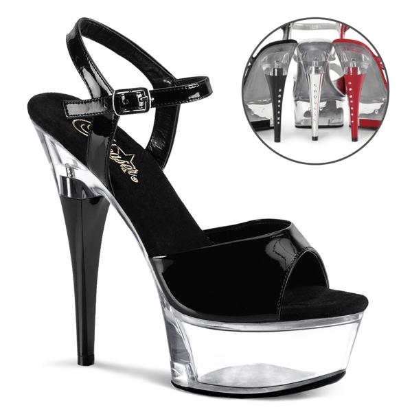 Sale CAPTIVA-609 Pleaser high heels platform sandale rhinstones black patent clear 38