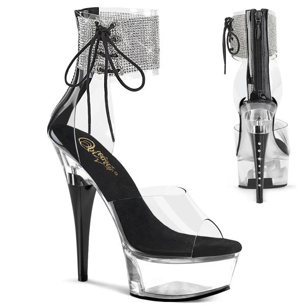 CAPTIVA-624RS Pleaser High Heels Plateausandaletten Strassmanschette klar schwarz