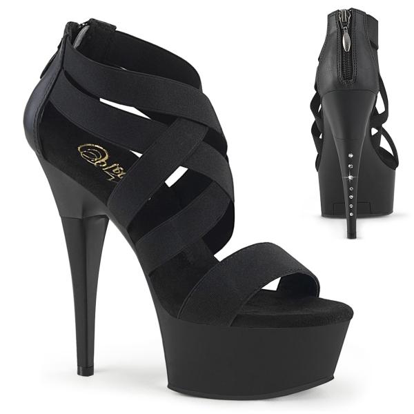 CAPTIVA-669 Pleaser High-Heels Plateausandaletten schwarz gekreuzte Elastikbänder