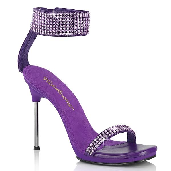 CHIC-40 Fabulicious high heels mini platform sandal rhinestones ankle cuff purple matte