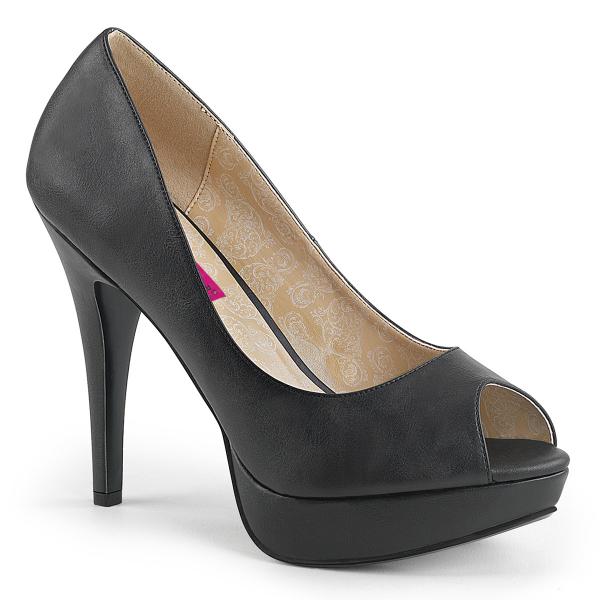 Auktion CHLOE-01 Pleaser high heels platform peep toe pump black vegan leather 39