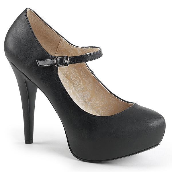 CHLOE-02 Pleaser Damen High-Heels Mary Jane Plateaupumps schwarz Lederoptik