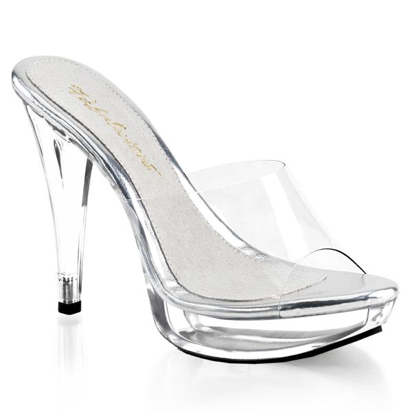 Sale COCKTAIL-501 Fabulicious High-Heels Plateaupantoletten transparent mit Lederinnensohle 35