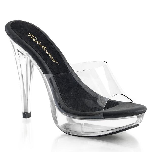 COCKTAIL-501 Fabulicious High-Heels Plateaupantoletten klar schwarze Lederinnensohle