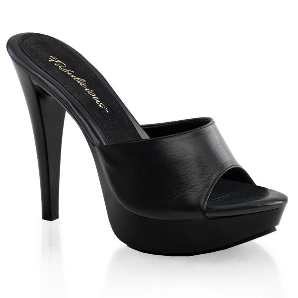 COCKTAIL-501L Fabulicious High-Heels Plateaupantoletten schwarz Echtleder