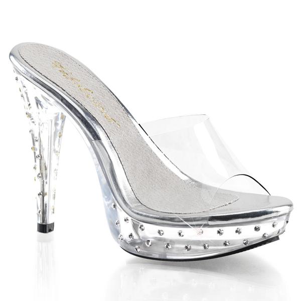 COCKTAIL-501SDT Fabulicious High-Heels Plateaupantoletten transparent mit Strassdekor