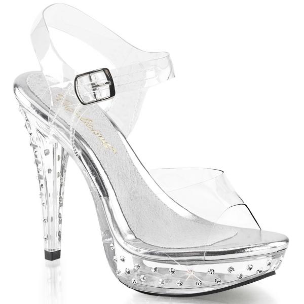 COCKTAIL-508SDT Fabulicious High-Heels Plateausandaletten transparent Strassbesatz